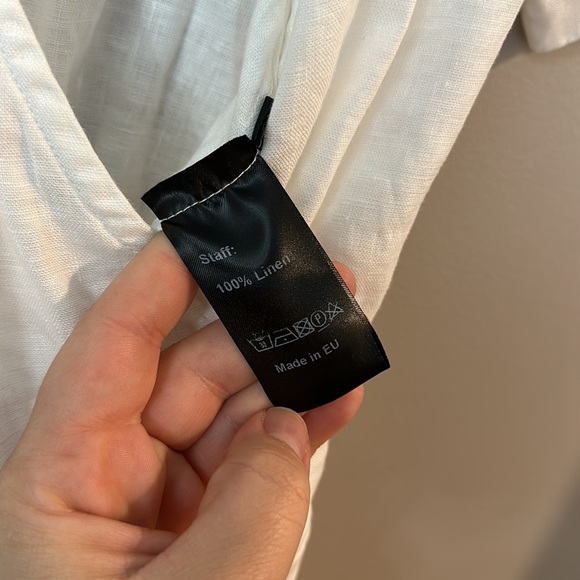 NWT Visible Art White Linen Short Sleeve Maxi Dress - Picture 6 of 8